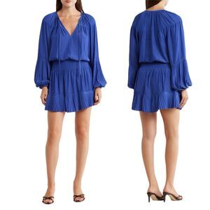 NWT Ramy Brook Joey long sleeve dress in cabana blue  Size S